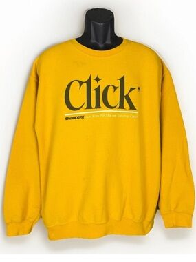 Rare Charli XCX “Click” Yellow Crewneck Sweatshirt 2019 Tour Merch Size Large